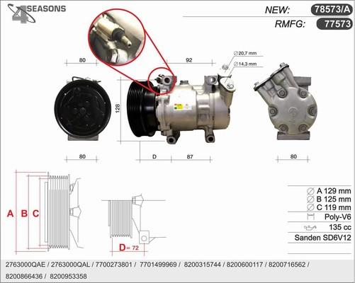 AHE 78573/A - Compressor, air conditioning autospares.lv