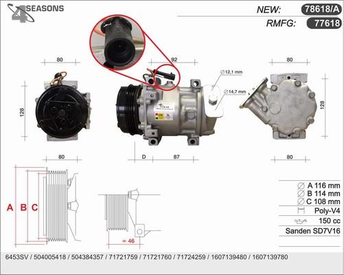 AHE 78618/A - Compressor, air conditioning autospares.lv