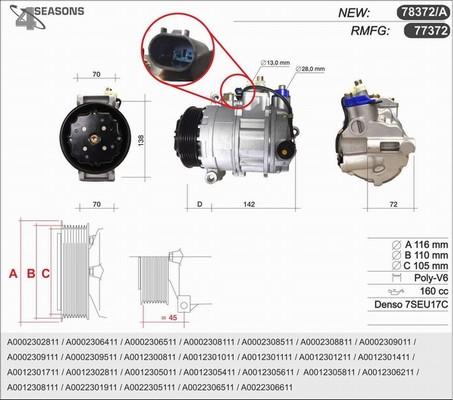 AHE 78372/A - Compressor, air conditioning autospares.lv