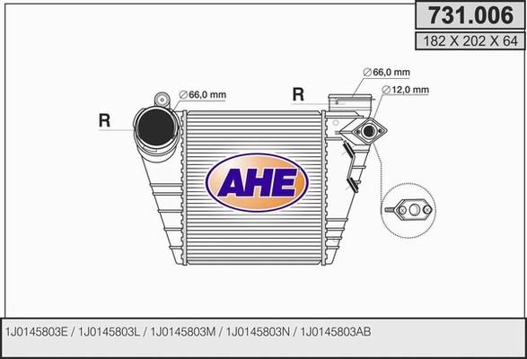 AHE 731.006 - Intercooler, charger autospares.lv