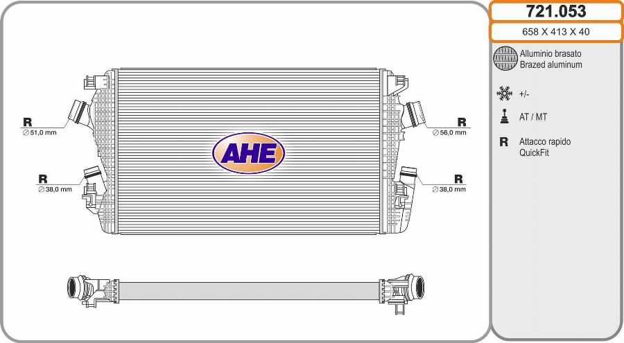 AHE 721.053 - Intercooler, charger autospares.lv