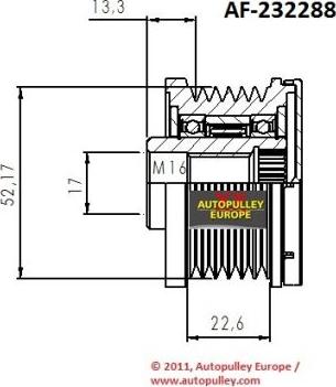 AINDE AF232288 - Pulley, alternator, freewheel clutch autospares.lv