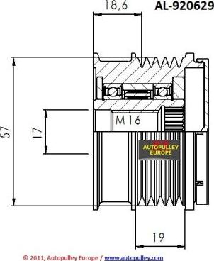 AINDE AL920629 - Pulley, alternator, freewheel clutch autospares.lv