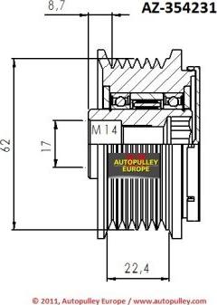 AINDE AZ354231 - Pulley, alternator, freewheel clutch autospares.lv