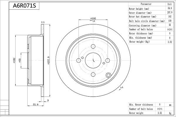 Aisin A6R071S - Brake Disc autospares.lv