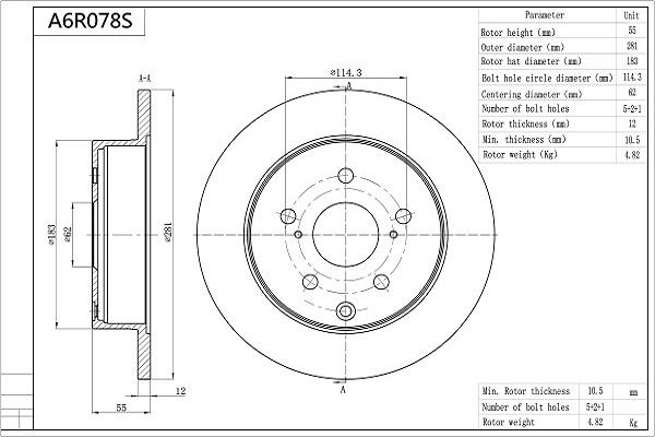 Aisin A6R078S - Brake Disc autospares.lv