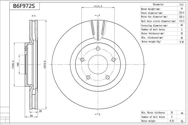 Aisin B6F927S - Brake Disc autospares.lv