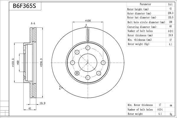 Aisin B6F365S - Brake Disc autospares.lv