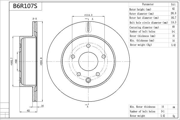 Aisin B6R107S - Brake Disc autospares.lv