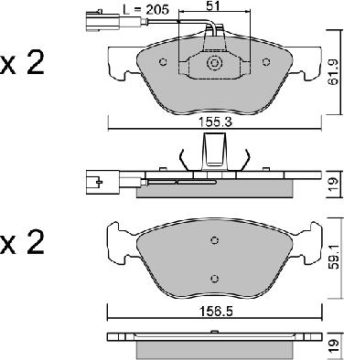 Aisin BPFI-1036 - Brake Pad Set, disc brake autospares.lv