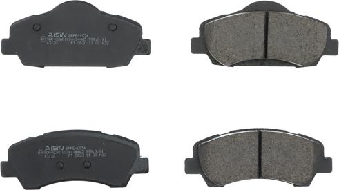 Aisin BPPE-1034 - Brake Pad Set, disc brake autospares.lv