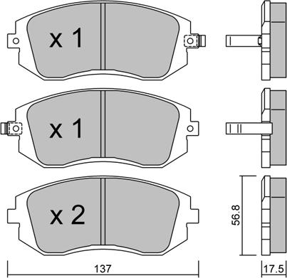 Aisin BPSB-1000 - Brake Pad Set, disc brake autospares.lv