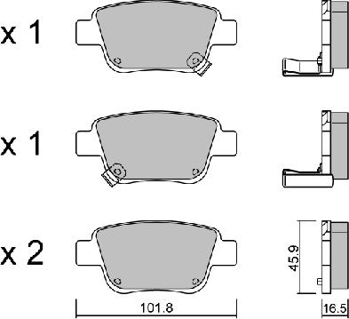 AISIN BPTO-2002 - Brake Pad Set, disc brake autospares.lv