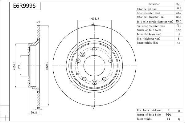 Aisin E6R999S - Brake Disc autospares.lv