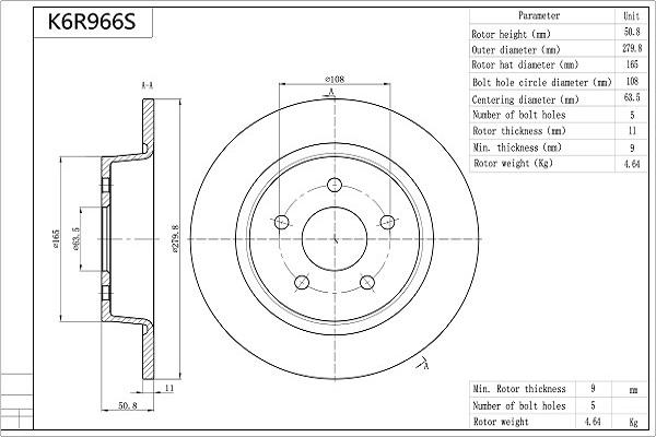 AISIN K6R966S - Brake Disc autospares.lv