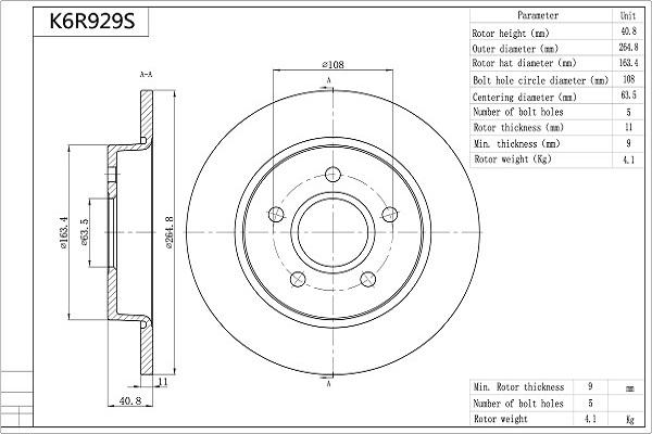 Aisin K6R929S - Brake Disc autospares.lv