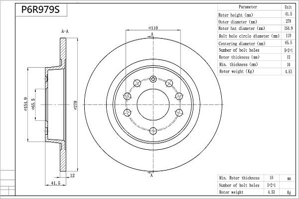 Aisin P6R979S - Brake Disc autospares.lv