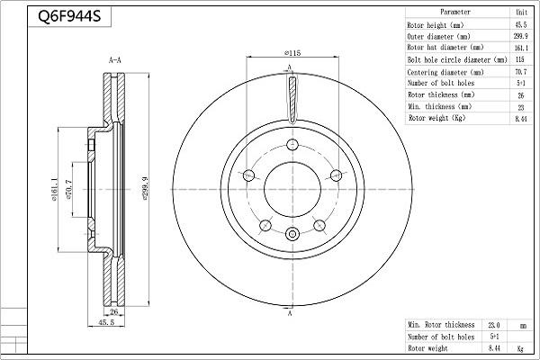 Aisin Q6F944S - Brake Disc autospares.lv