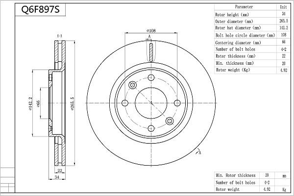 Aisin Q6F897S - Brake Disc autospares.lv