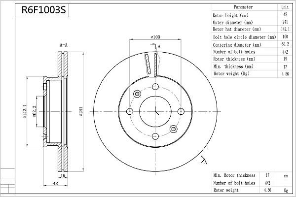 Aisin R6F1003S - Brake Disc autospares.lv