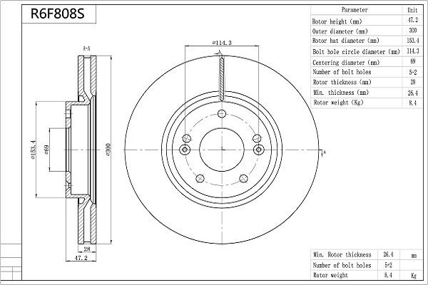 Aisin R6F808S - Brake Disc autospares.lv