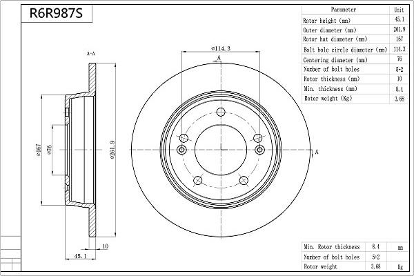 Aisin R6R987S - Brake Disc autospares.lv