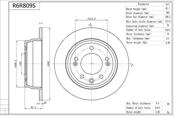 Aisin R6R809S - Brake Disc autospares.lv