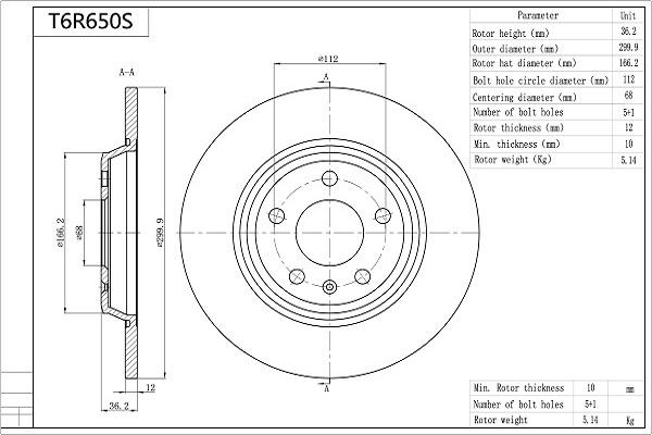 Aisin T6R650S - Brake Disc autospares.lv