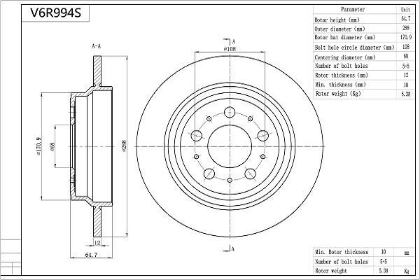 Aisin V6R994S - Brake Disc autospares.lv