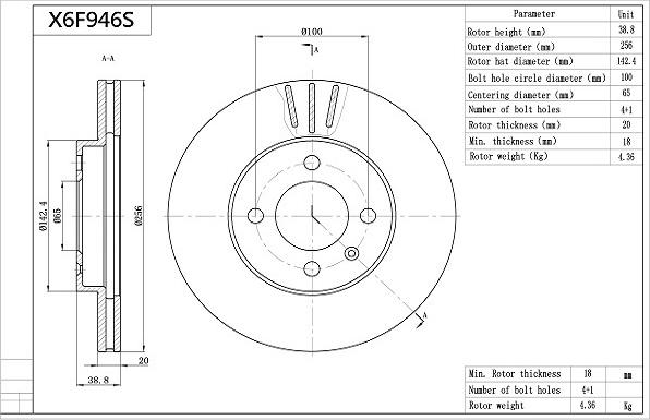 Aisin X6F946S - Brake Disc autospares.lv