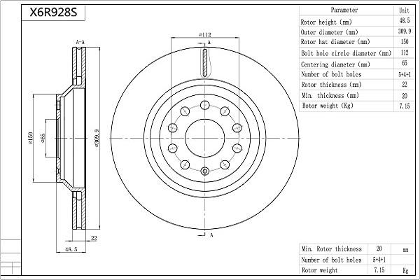 AISIN X6R928S - Brake Disc autospares.lv