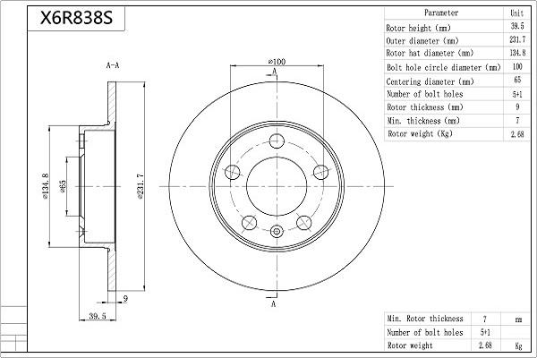 Aisin X6R838S - Brake Disc autospares.lv