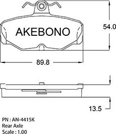 Akebono AN-4415K - Brake Pad Set, disc brake autospares.lv