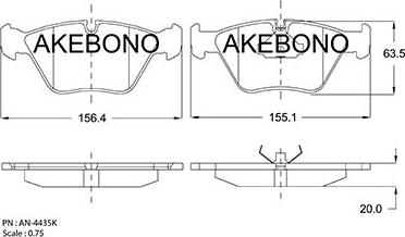 Akebono AN-4435KE - Brake Pad Set, disc brake autospares.lv