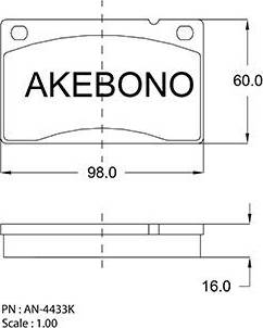 Akebono AN-4433K - Brake Pad Set, disc brake autospares.lv