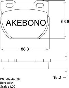 Akebono AN-4432KE - Brake Pad Set, disc brake autospares.lv