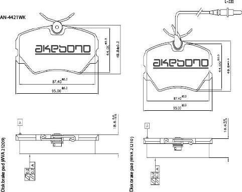 Akebono AN-4421WKE - Brake Pad Set, disc brake autospares.lv