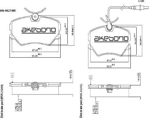 Akebono AN-4421WK - Brake Pad Set, disc brake autospares.lv