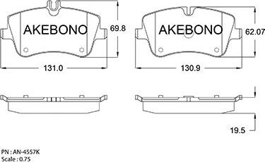 Akebono AN-4557K - Brake Pad Set, disc brake autospares.lv