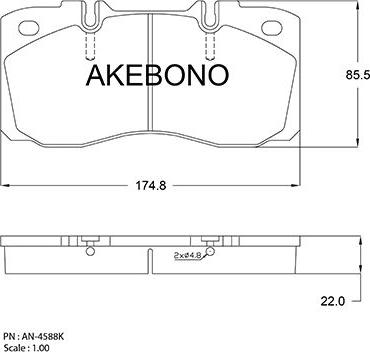 Akebono AN-4588K - Brake Pad Set, disc brake autospares.lv