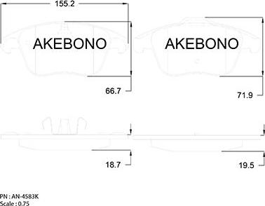 Akebono AN-4583K - Brake Pad Set, disc brake autospares.lv