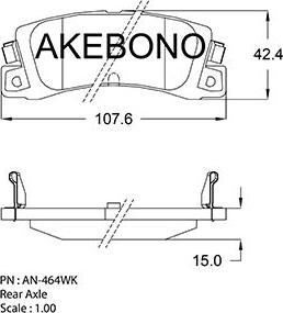 Akebono AN-464WKE - Brake Pad Set, disc brake autospares.lv