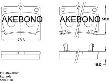 Akebono AN-468WK - Brake Pad Set, disc brake autospares.lv