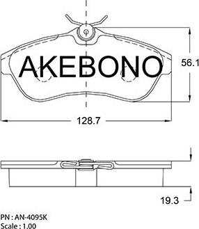 Akebono AN-4095KE - Brake Pad Set, disc brake autospares.lv