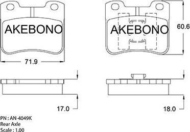 Akebono AN-4049KE - Brake Pad Set, disc brake autospares.lv