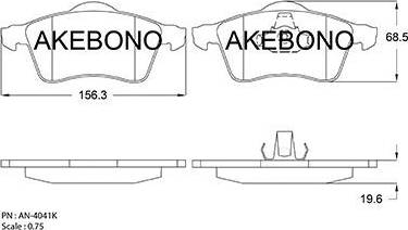 Akebono AN-4041K - Brake Pad Set, disc brake autospares.lv