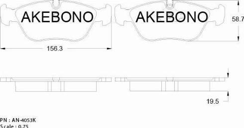 Akebono AN-4053K - Brake Pad Set, disc brake autospares.lv