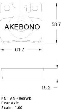 Akebono AN-4068WK - Brake Pad Set, disc brake autospares.lv