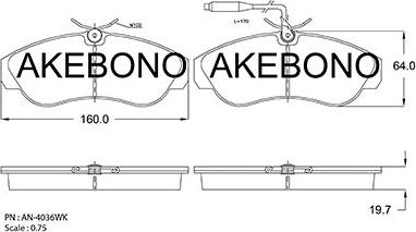 Akebono AN-4063WKE - Brake Pad Set, disc brake autospares.lv