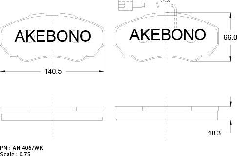 Akebono AN-4067WKE - Brake Pad Set, disc brake autospares.lv